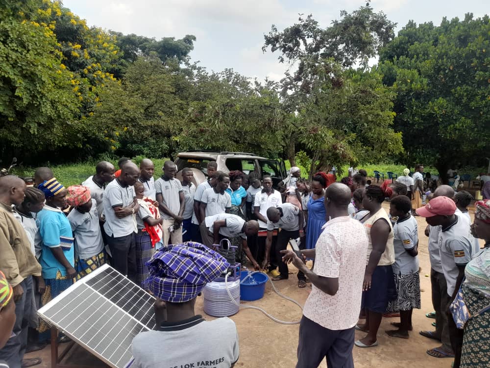 Women farmers being trained on solar irrigation pumps